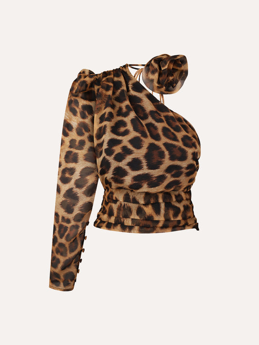 Silk Bela Blouse in Leopard