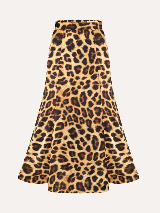 Silk Bela Skirt in Leopard