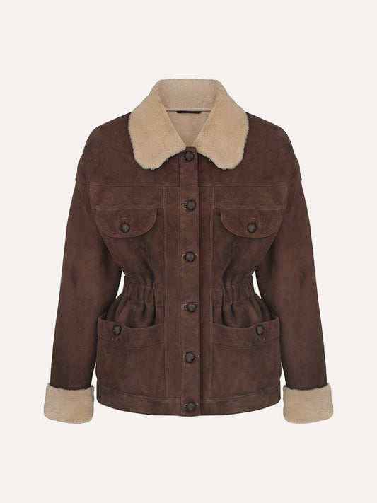 Sheepskin Leather Noa Jacket in Brown