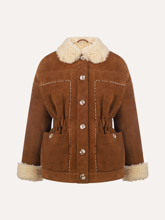 Sheepskin Leather Noa Jacket in Brown